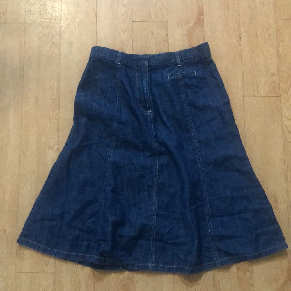L.L. Bean A-Line Denim Knee Length Skirt 6 Regular